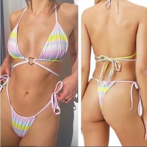 Frankie's Bikini Tatum Top and Tia Bottom Summer Stripe Bikini Set